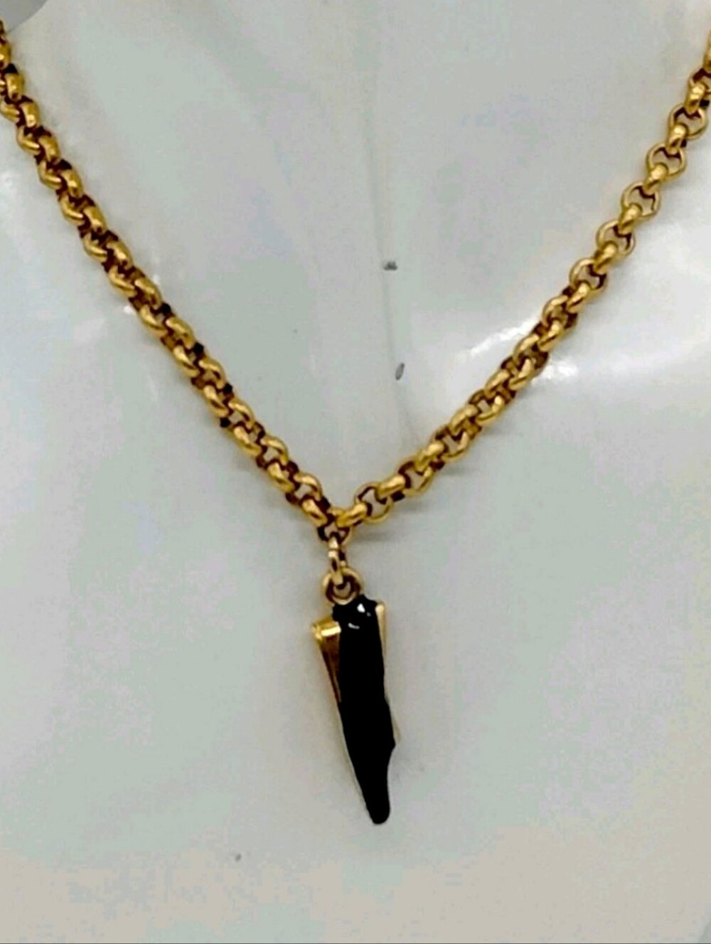 Salvatore Ferragamo Gold Chain Necklace with Black Shoe Pendant